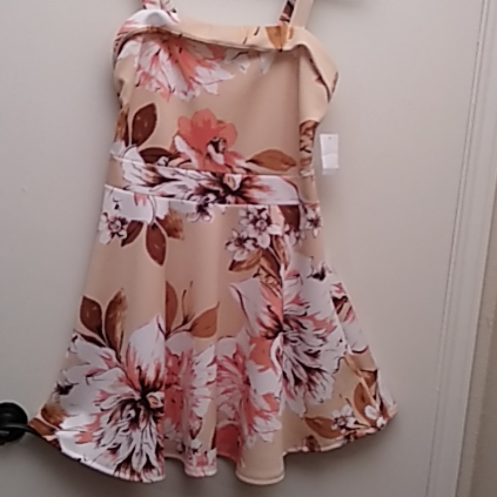 Light tan floral cocktail dress